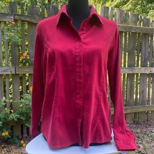 90s Red Suede-Like Button-Up Shirt | Vintage Western Snap | Fall Boho Layering